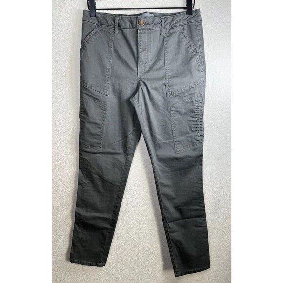 Wit and Wisdom Cargo Pants Women 8 Green Stretch Utility Pocket Chino Ankle Pant - Picture 1 of 16